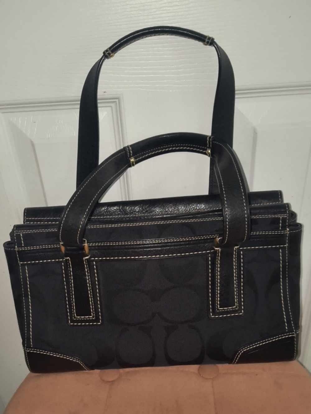 Vintage Coach Hampton Turnlock Black Signature Carrya… - Gem